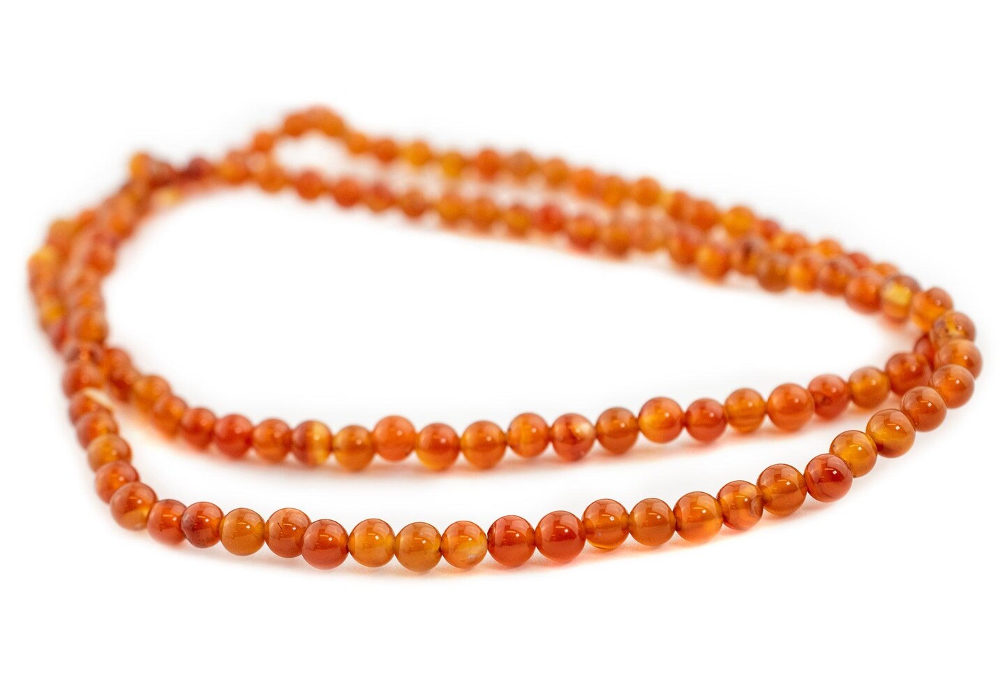The Bead Chest Dark Round Carnelian Beads 6mm Orange Gemstone 14.5 Inch Strand