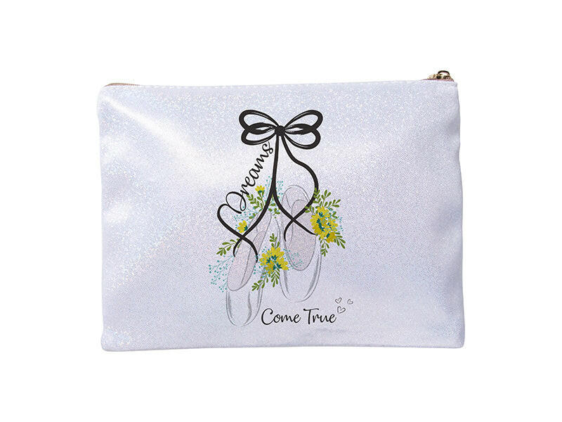 Craft Express 4 Pack Shimmer Sublimation Cosmetic Bags – 9"x6" Glitter White with Zipper