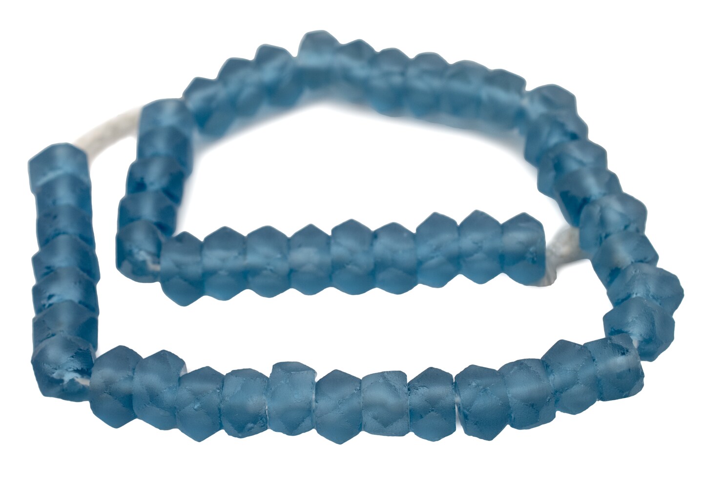 The Bead Chest Light Blue Faceted Recycled Java Sea Glass Beads - Full Strand of Faceted Bottle Glass Beads | Approximately 48 Beads