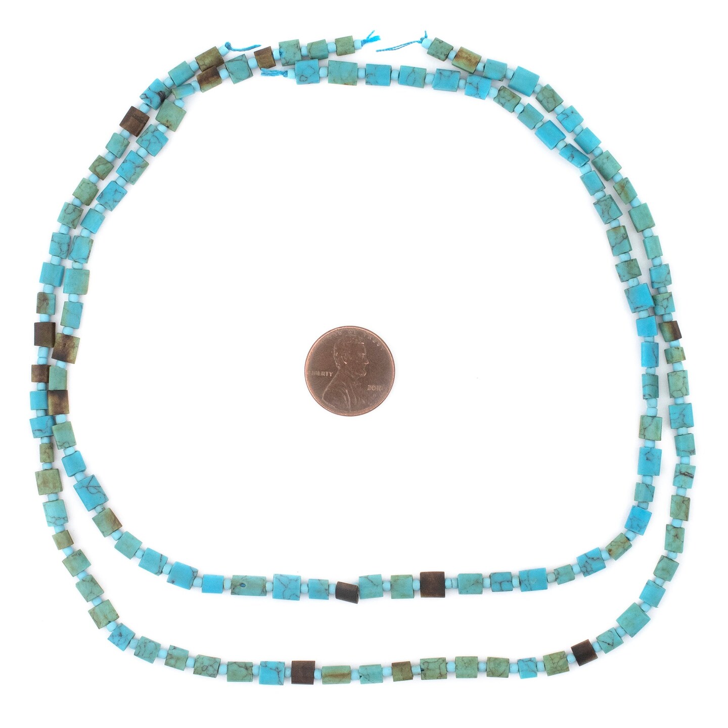 The Bead Chest Flat Turquoise-Style Afghan Stone Beads 5x3mm Afghanistan Blue 16 Inch Strand