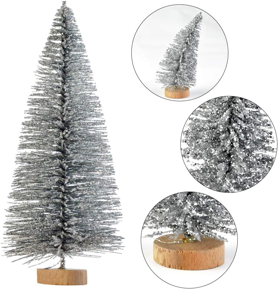 40Pcs Mini Pine Trees Artificial Mini Trees (Multicolor) 4"D x 0.02"W x 2"H