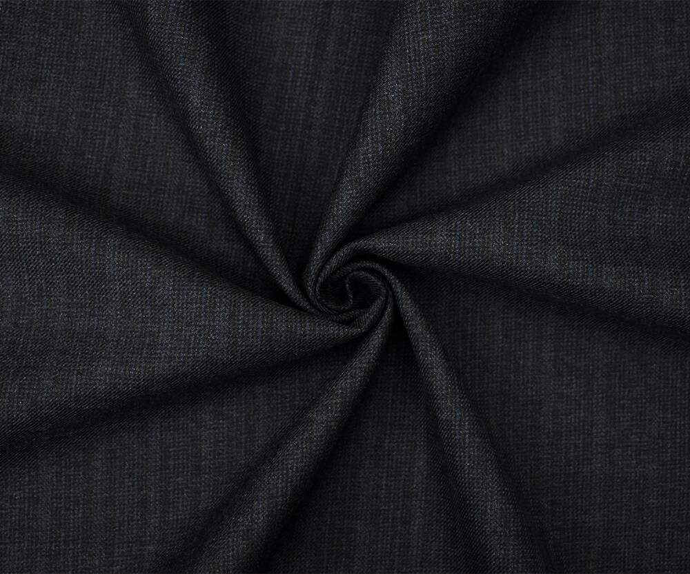Black-Blue-Purple Wool Poly Texture Plaid Suiting Twill Woven Fabric By the Yard