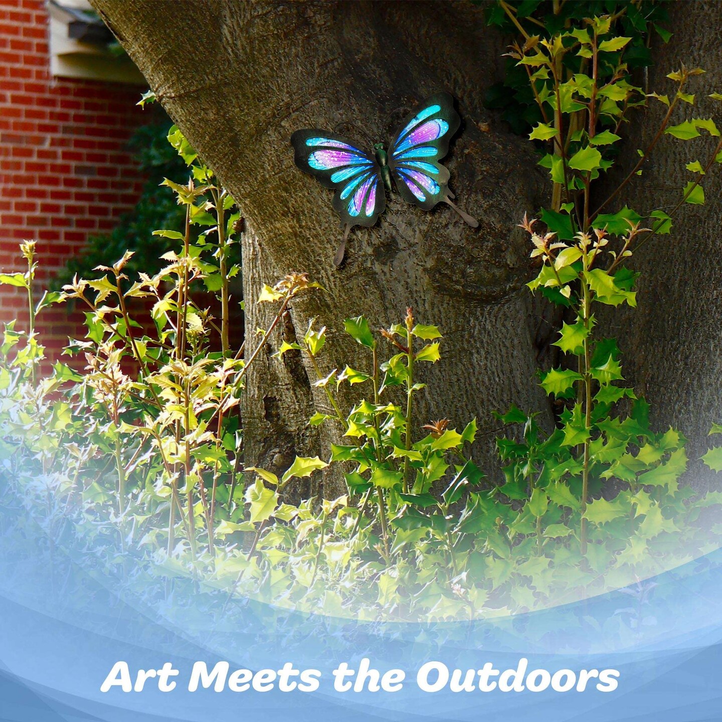 G128 Butterfly Metal Wall Art Decor | Blue and Purple Butterfly Indoor Outdoor Wall Art Hanging Decor for Bedroom, Living Room, Garden, Patio