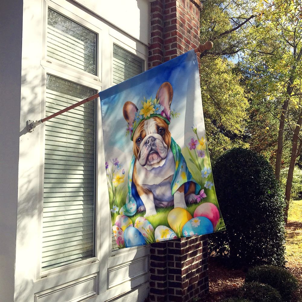 Edge Collections - 28" X 40" - Multicolor - English Bulldog Easter Egg Hunt Decorative Garden Flag - 1 Piece