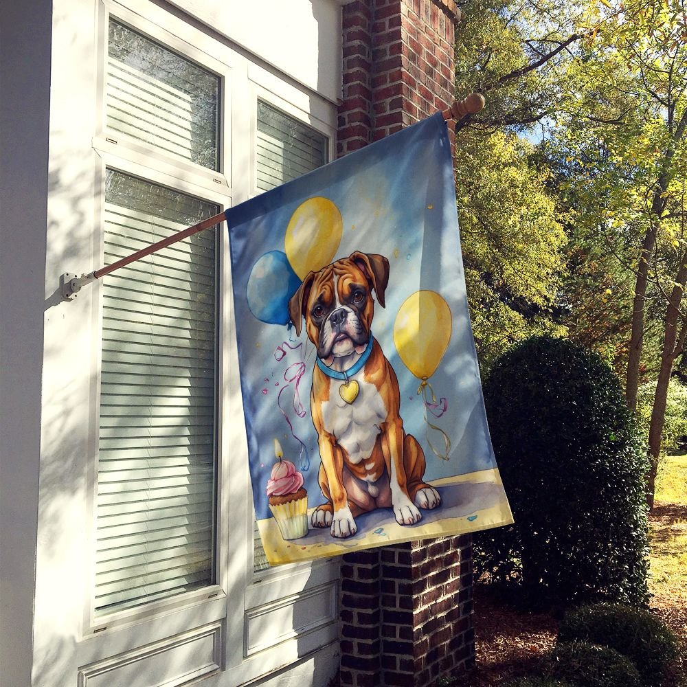 Edge Collections - 28" X 40" - Multicolor - Boxer Happy Birthday Porch Flag - 1 Piece