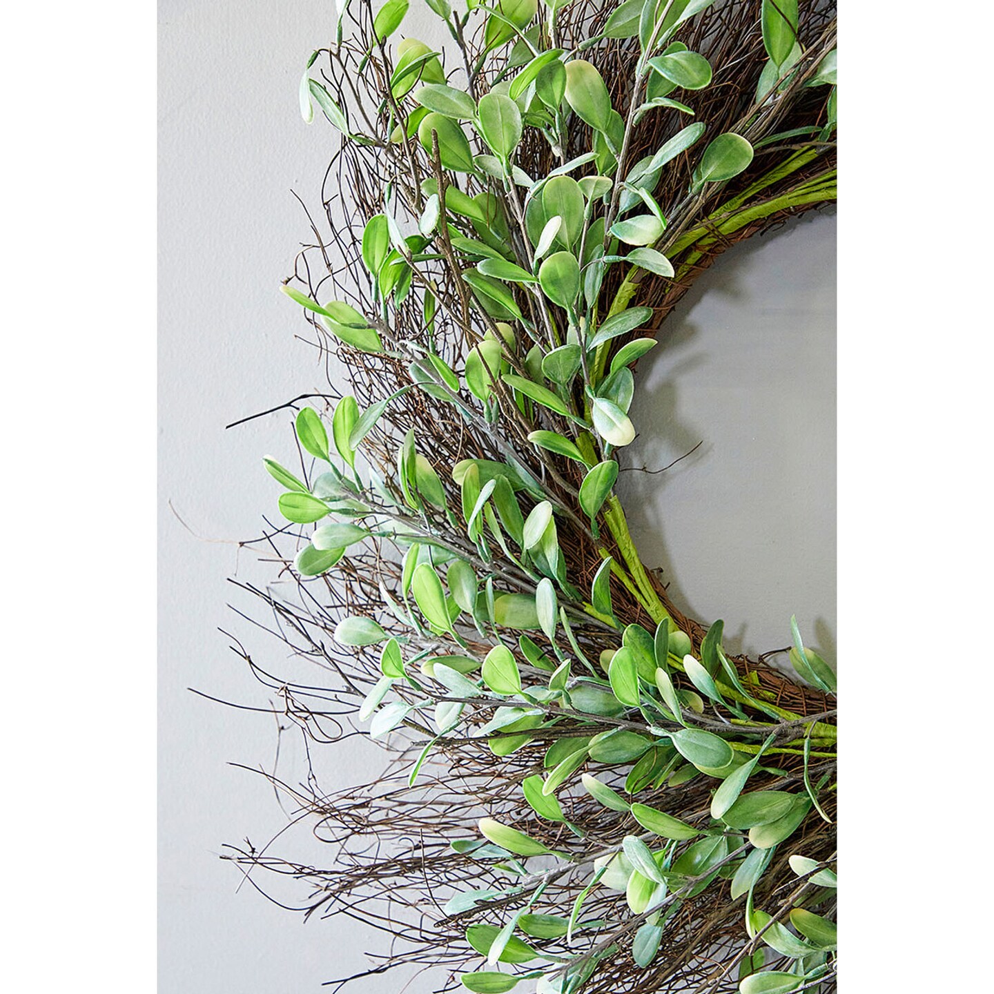24" Olive Twig Wreath Elegant Greenery Accent for Modern & Rustic Home Decor