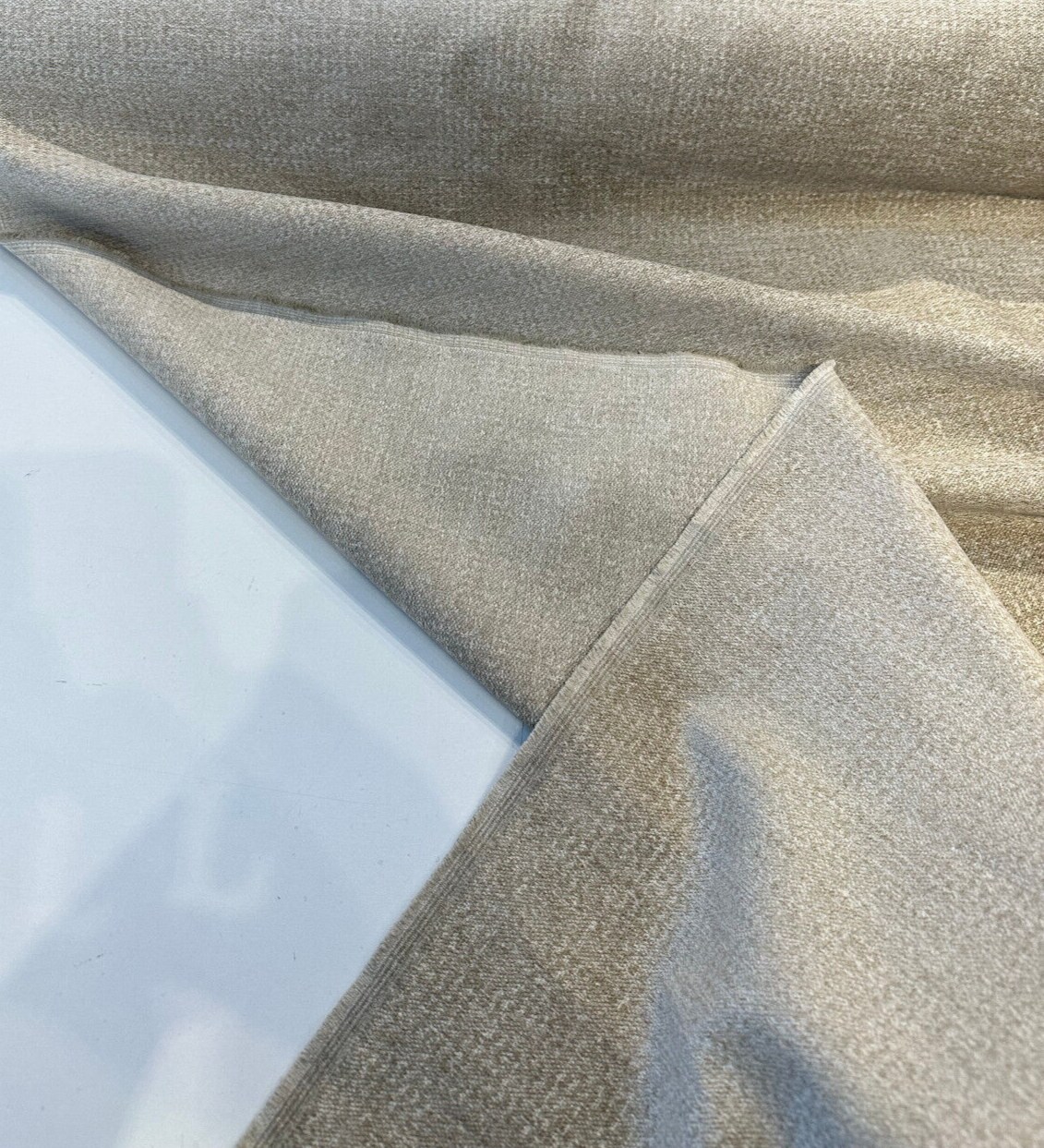 1 Yard Soft Oatmeal Chenille Italian Upholstery Fabric 56" Width 69% Viscose 24% Cotton 7% Linen