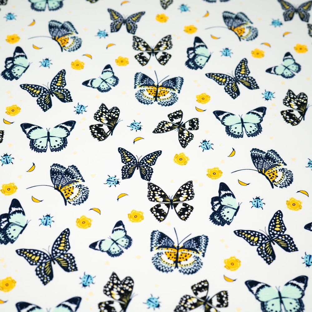 1 Yard Butterflies and Ladybugs Four Way Stretch Printed Nylon Spandex Fabric