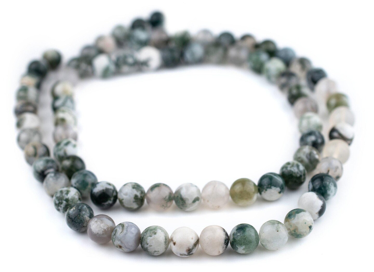The Bead Chest Round Tree Agate Beads (10mm): Organic Gemstone Round Spherical Energy Stone Healing Power Crystal for Jewelry Bracelet Mala Necklace Making