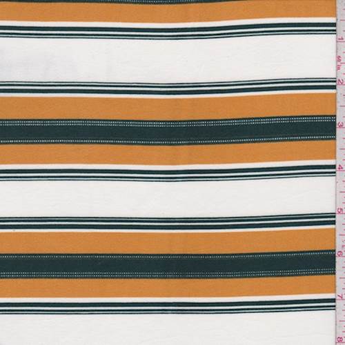 Harvest/Forest Stitch Stripe Double Brushed Jersey Knit Fabric By the Yard