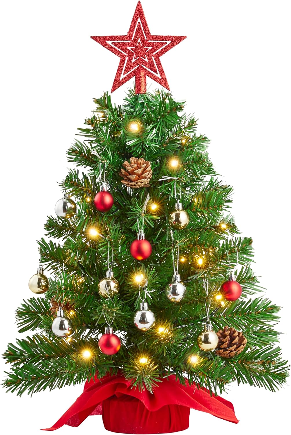 24 Inch/2FT Tabletop Mini Christmas Prelit Decoration (Green) 13&#x22;D x 13&#x22;W x 24&#x22;H