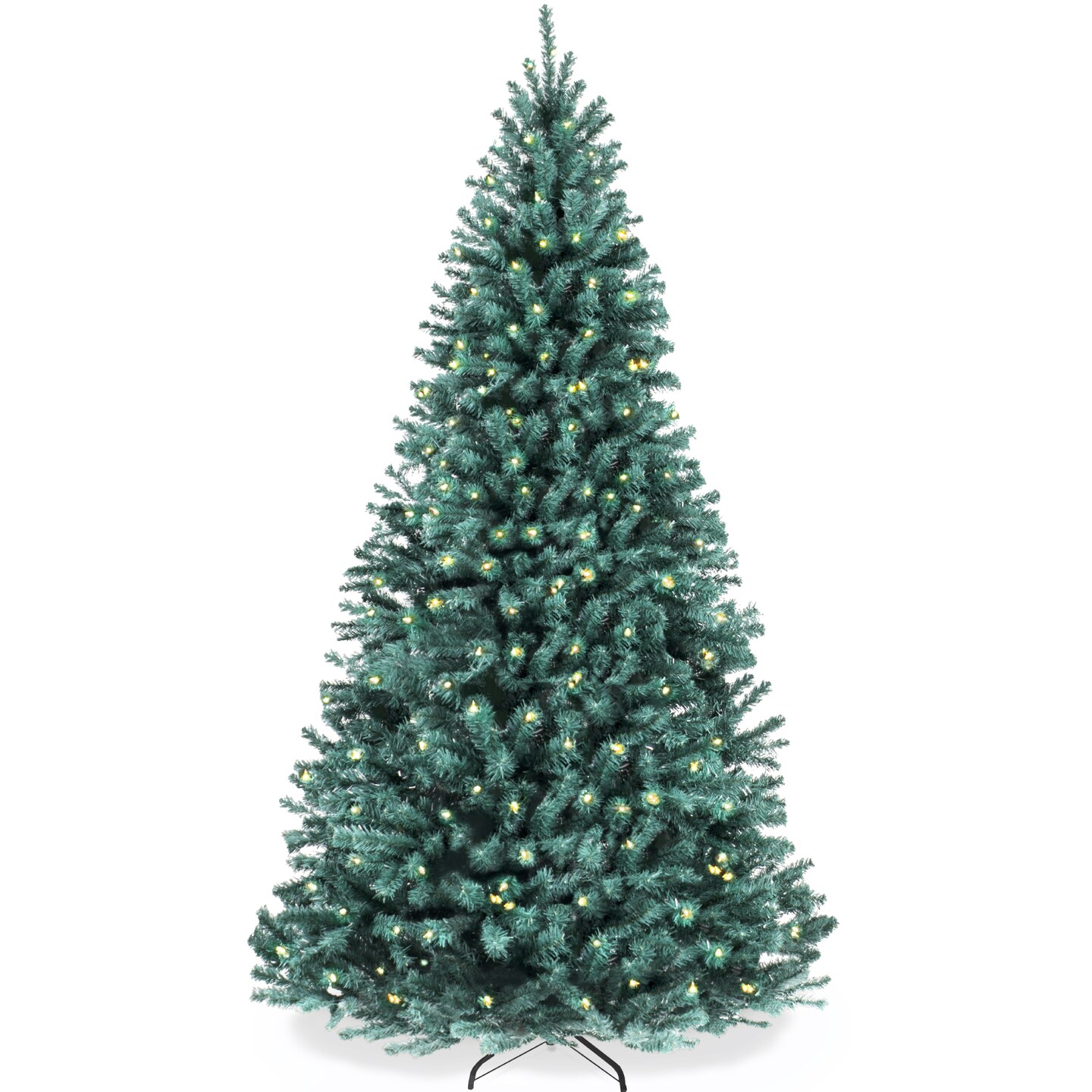 Best Choice Products Pre-Lit Blue Spruce Christmas Tree w/ Foldable Base, Incandescent Lights