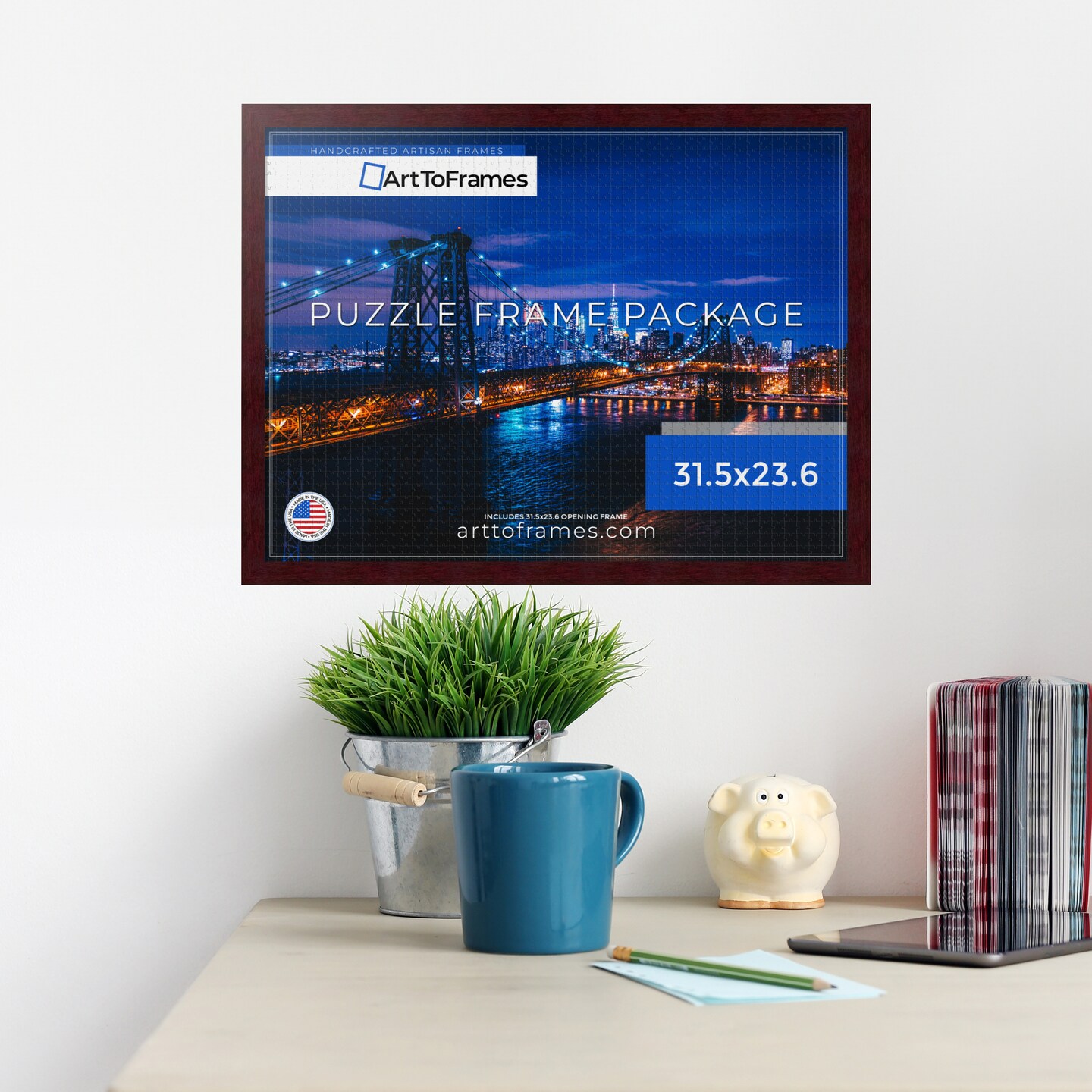 ArtToFrames 31.5x23.6 INCH / 80x60 CM Puzzle Frame for 1500 piece Puzzles.This 1.25 Inch Custom MDF Frame for Puzzles Comes with Economy Acrylic, Available in Multiple Colors