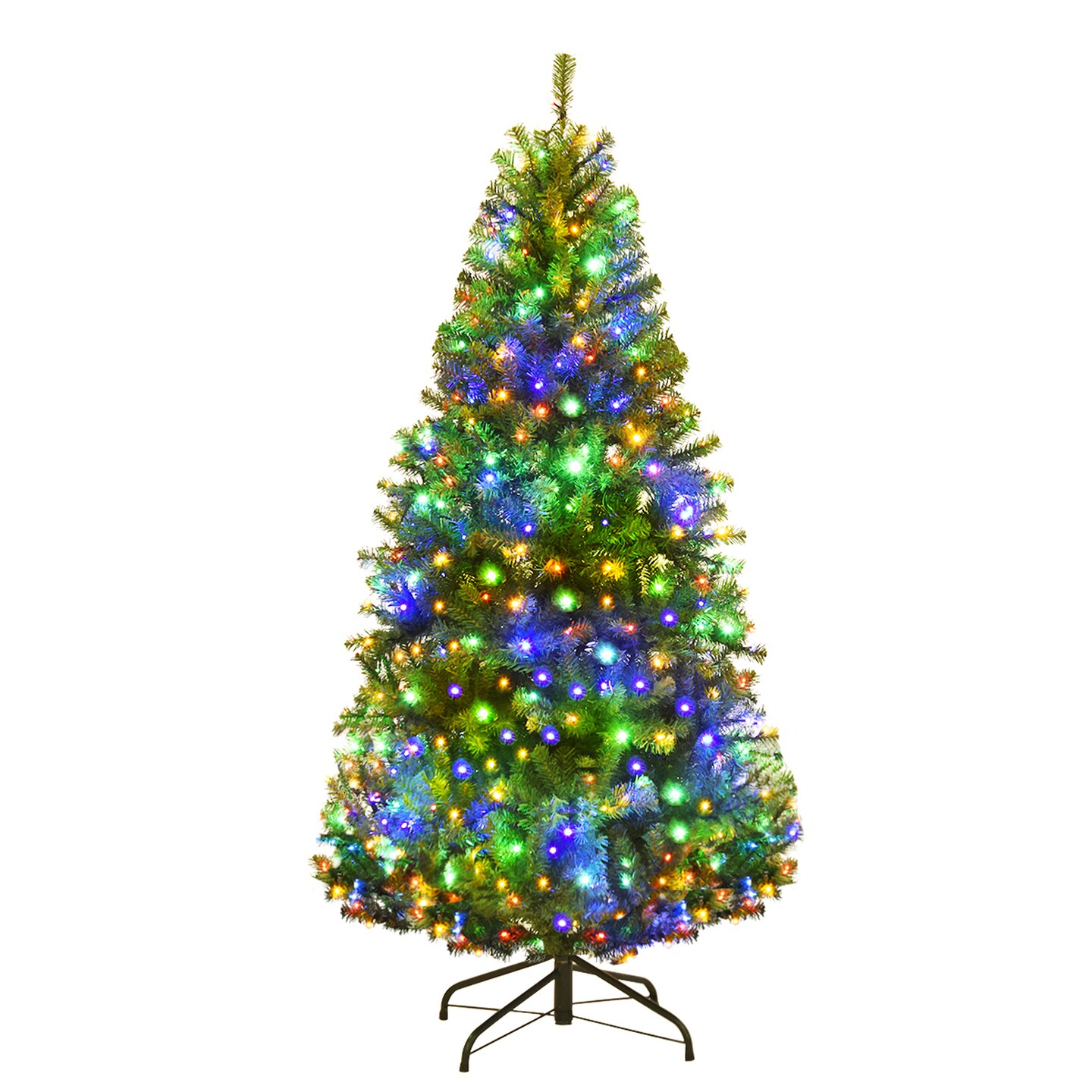 Costway 4/5/6/7/8/9 Ft Pre-Lit Artificial Christmas Tree Hinged 100/150/350/500/750/1000 LED Lights