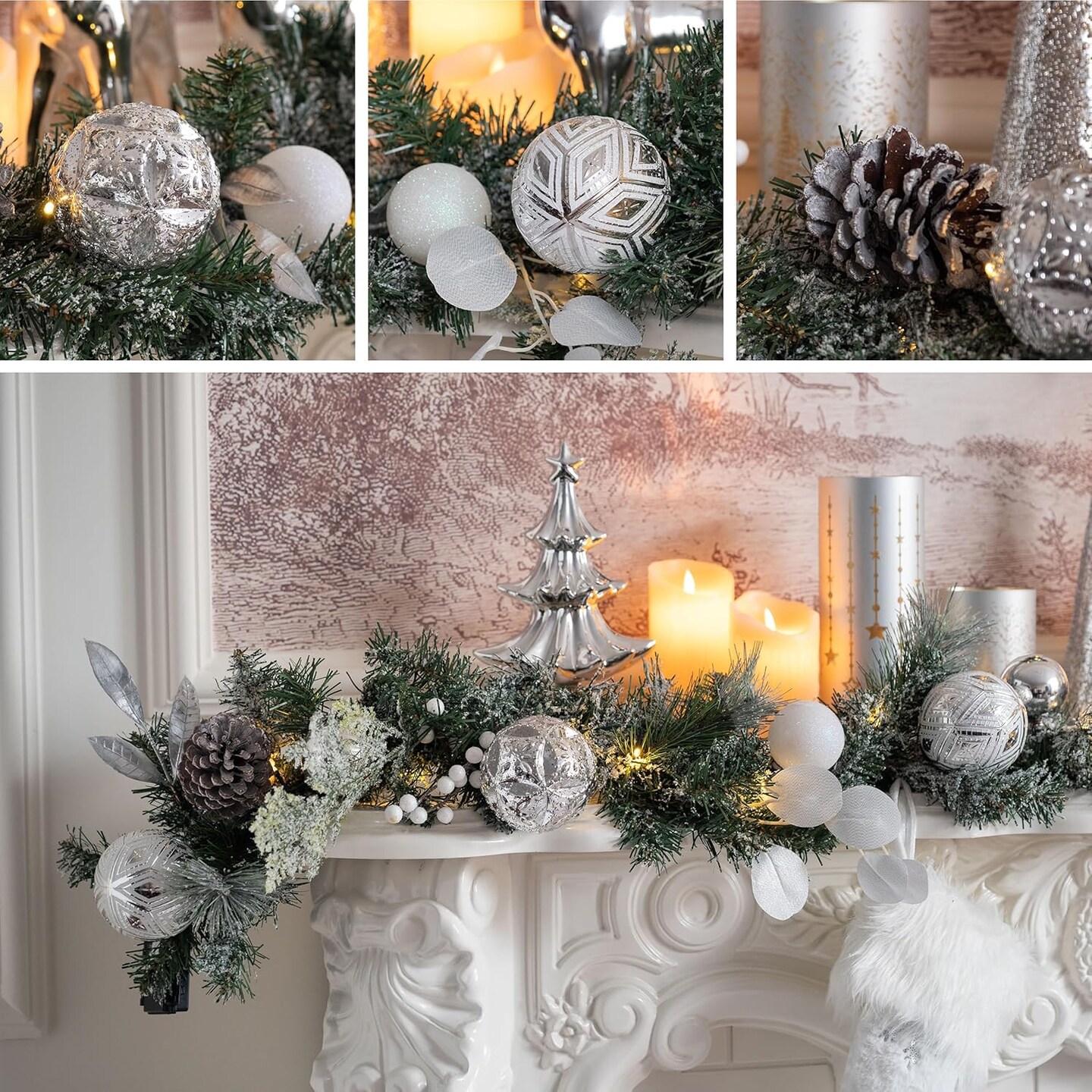 6 Feet Pre-Lit Christmas Garland with Lights for Mantle (72 x 4 x 4 inches)