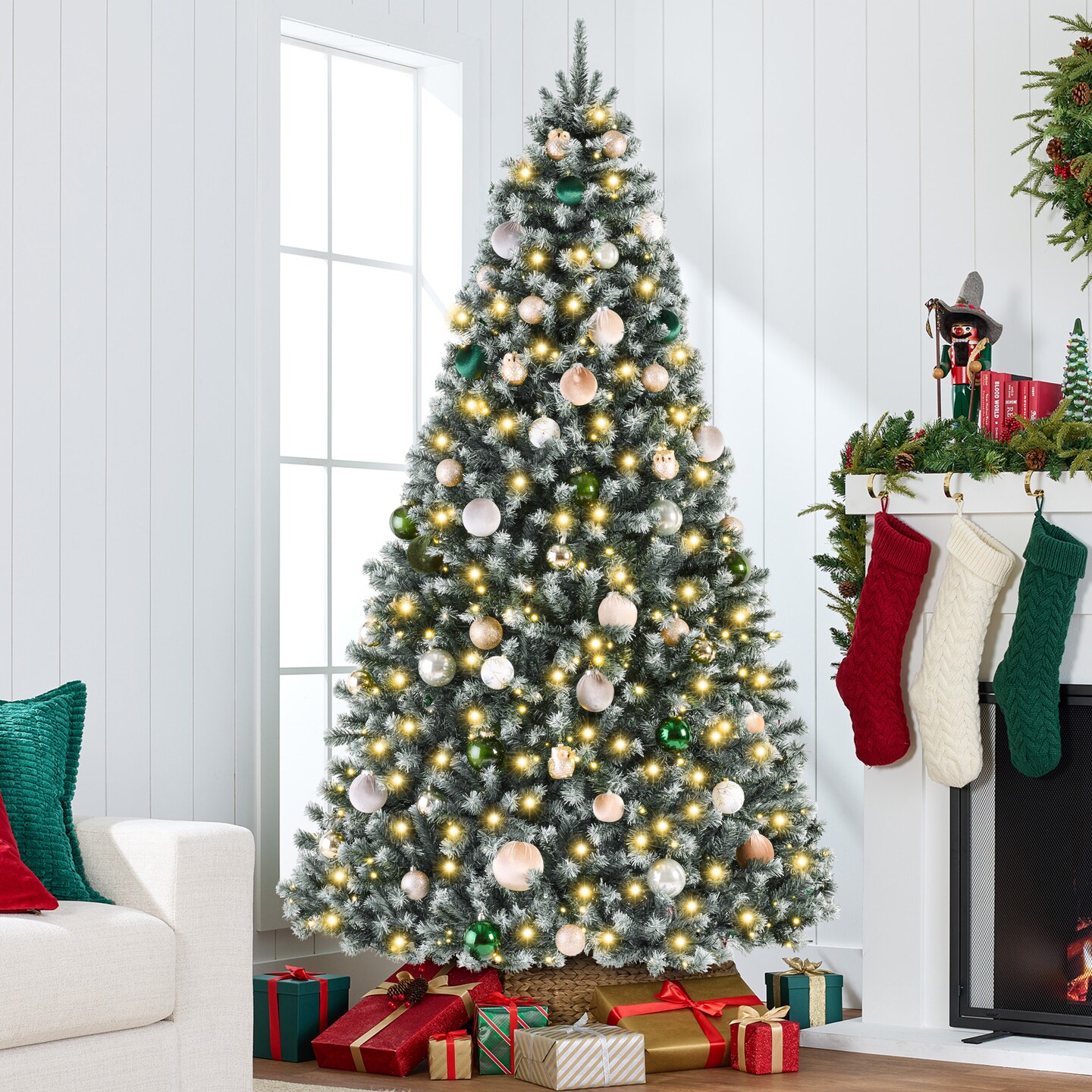 Best Choice Products Artificial Frosted Christmas Tree, Premium Pre-Lit Spruce Design, Dense Branches – Blue Spruce