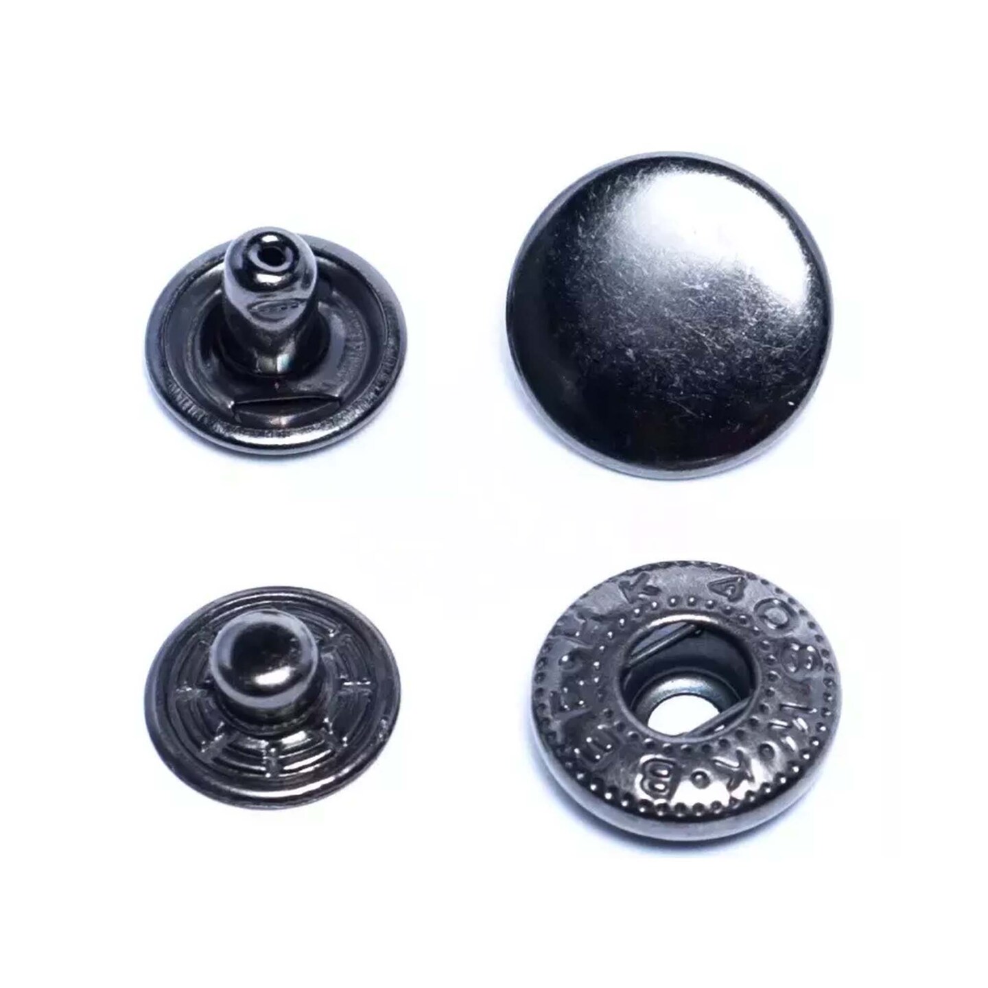 Double Cap Spring Snaps 4-Part Set Reversible Durable Fasteners 12.5mm 15mm