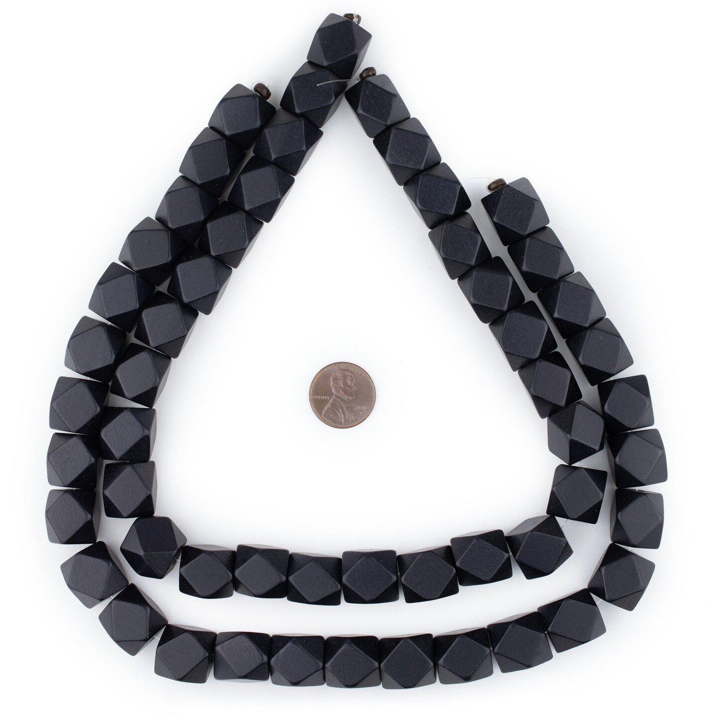 The Bead Chest Black Cornerless Cube Wood Beads: 15mm Diamond Cut Natural Organic Beads for Jewelry Making