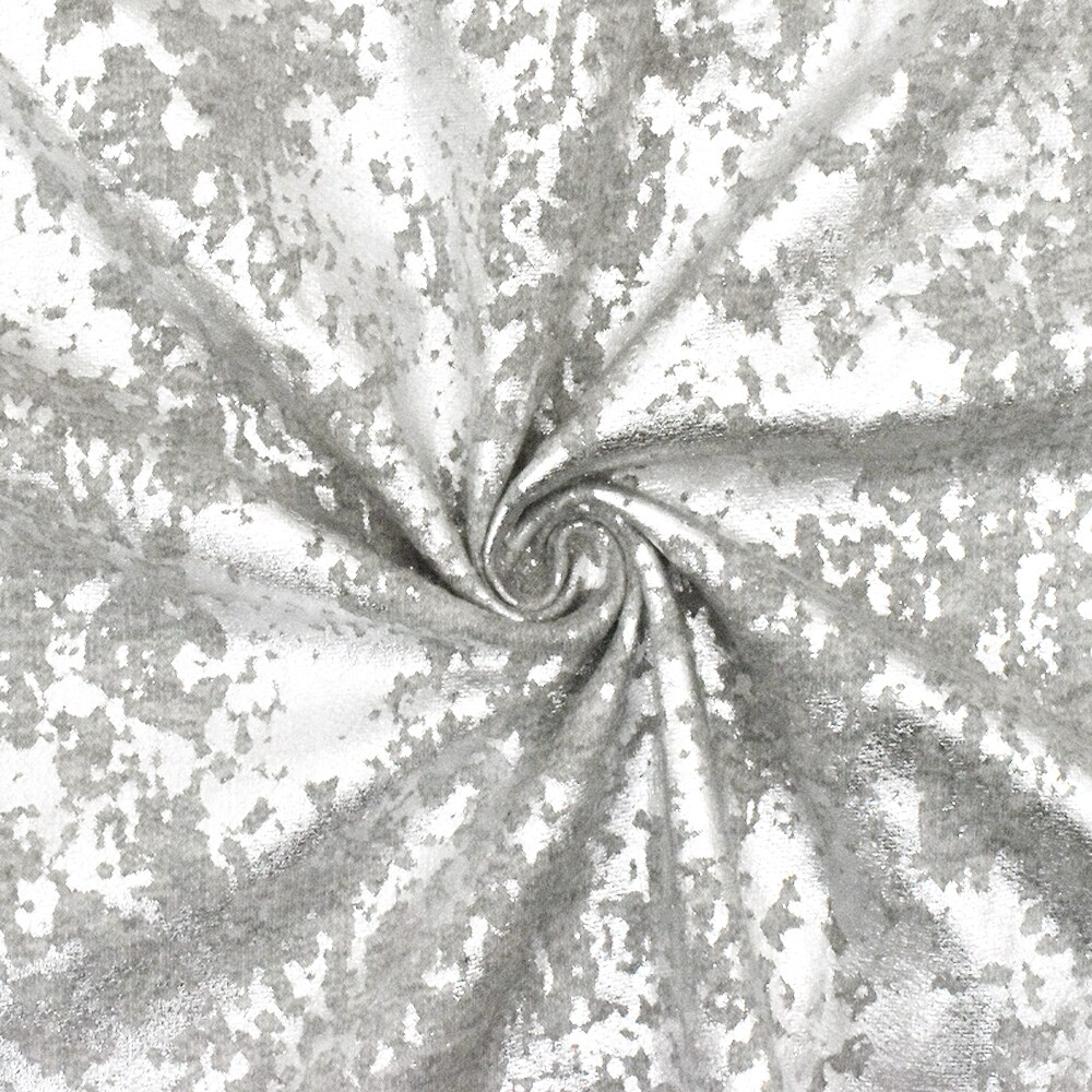 Silver-Gray Famous Maker Abstract Metallic Printed Sweatshirt Fleece Fabric By the Yard