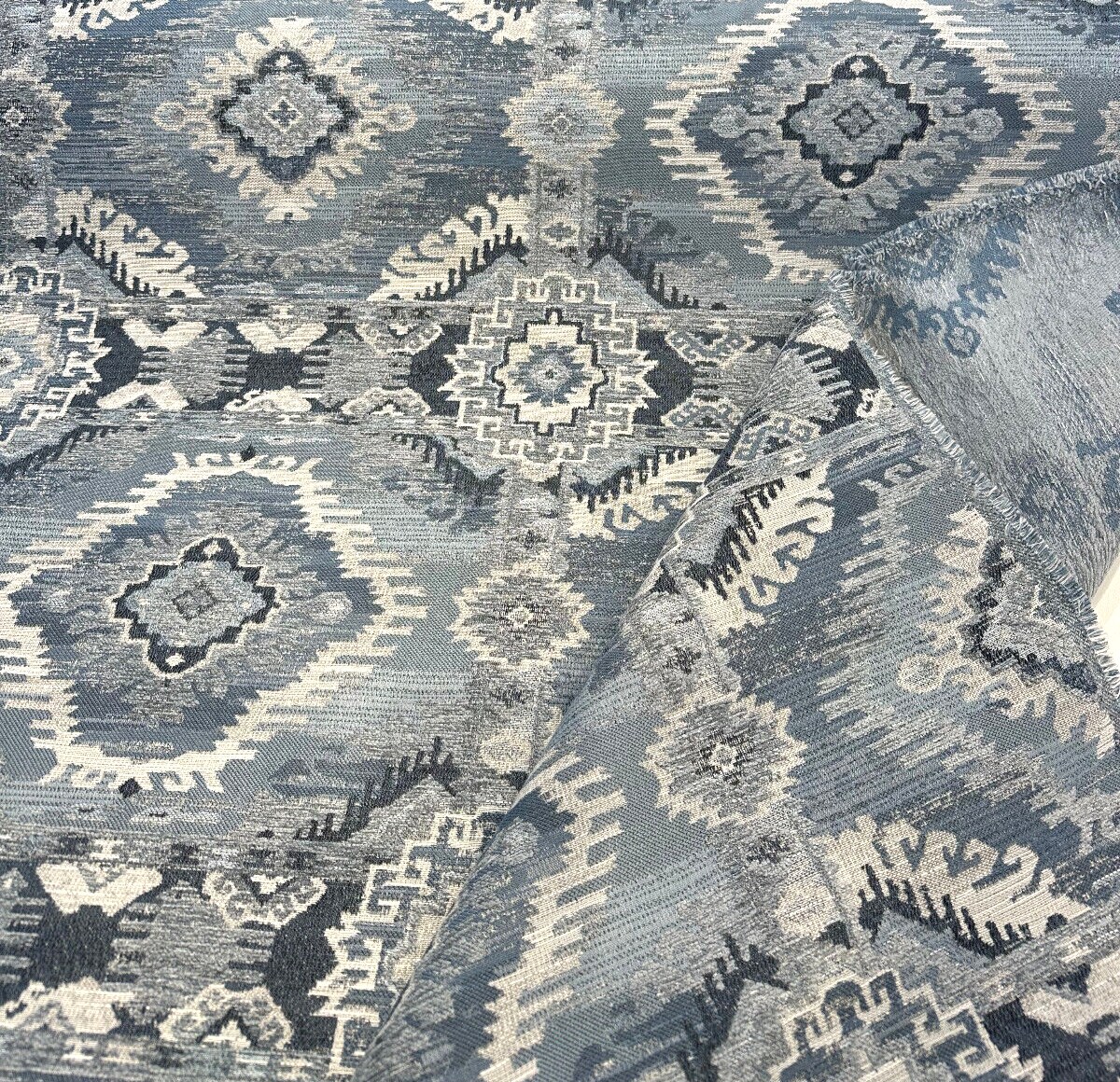 1 Yard Bosa Blue Cadet Southwest Swavelle Chenille Upholstery Fabric 56 Inch Width 51% Polyester 49% Poly Chenille