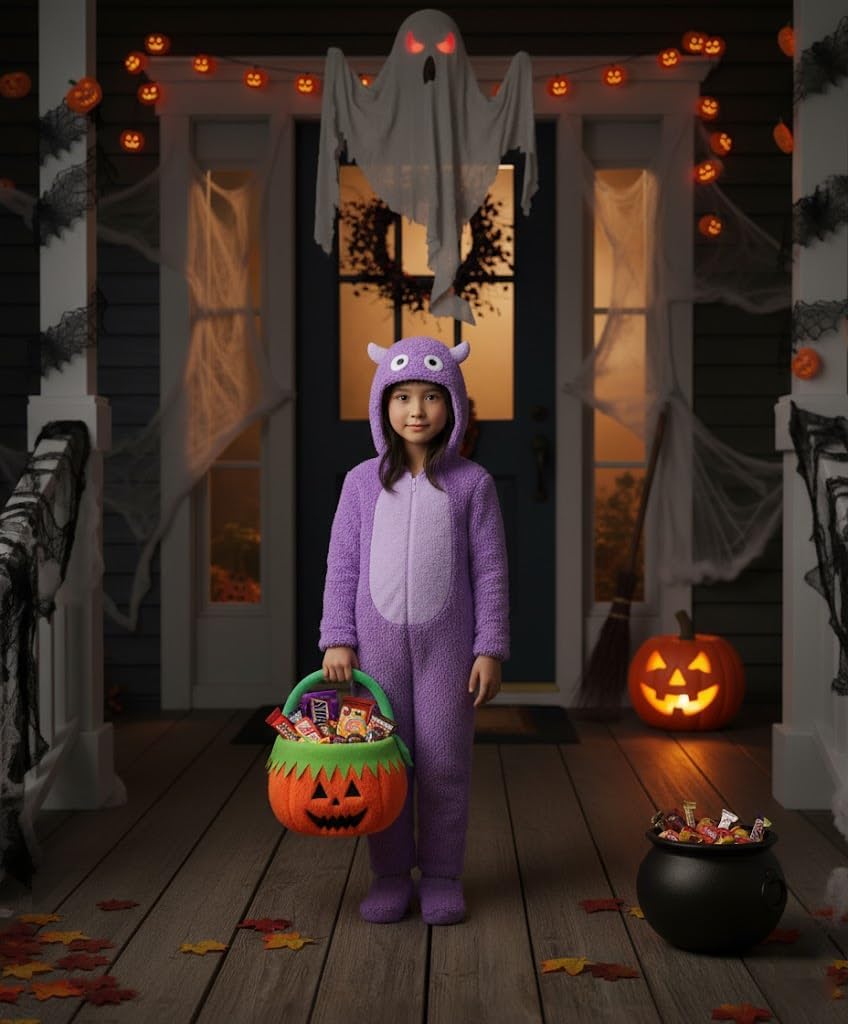 Plush Halloween Bucket for Trick or Treat (Orange) 1"L x 2"W x 2"H