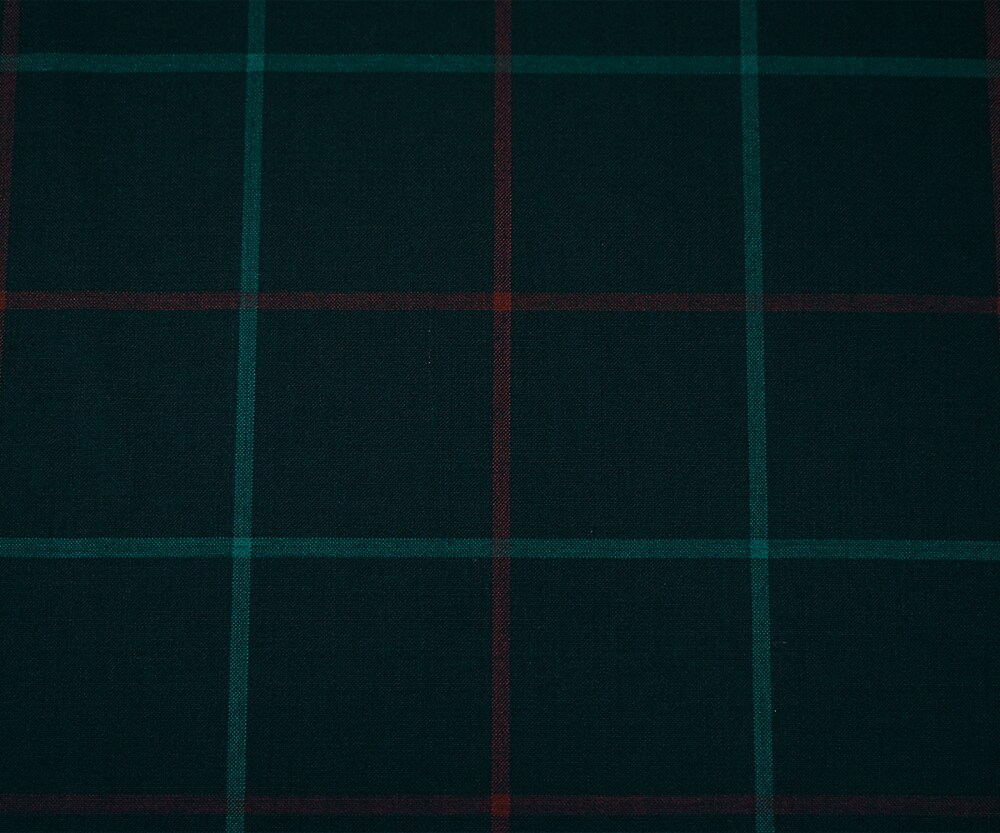 Black-Green-Red Wool Polyester Check Woven Shirting Fabric By the Yard