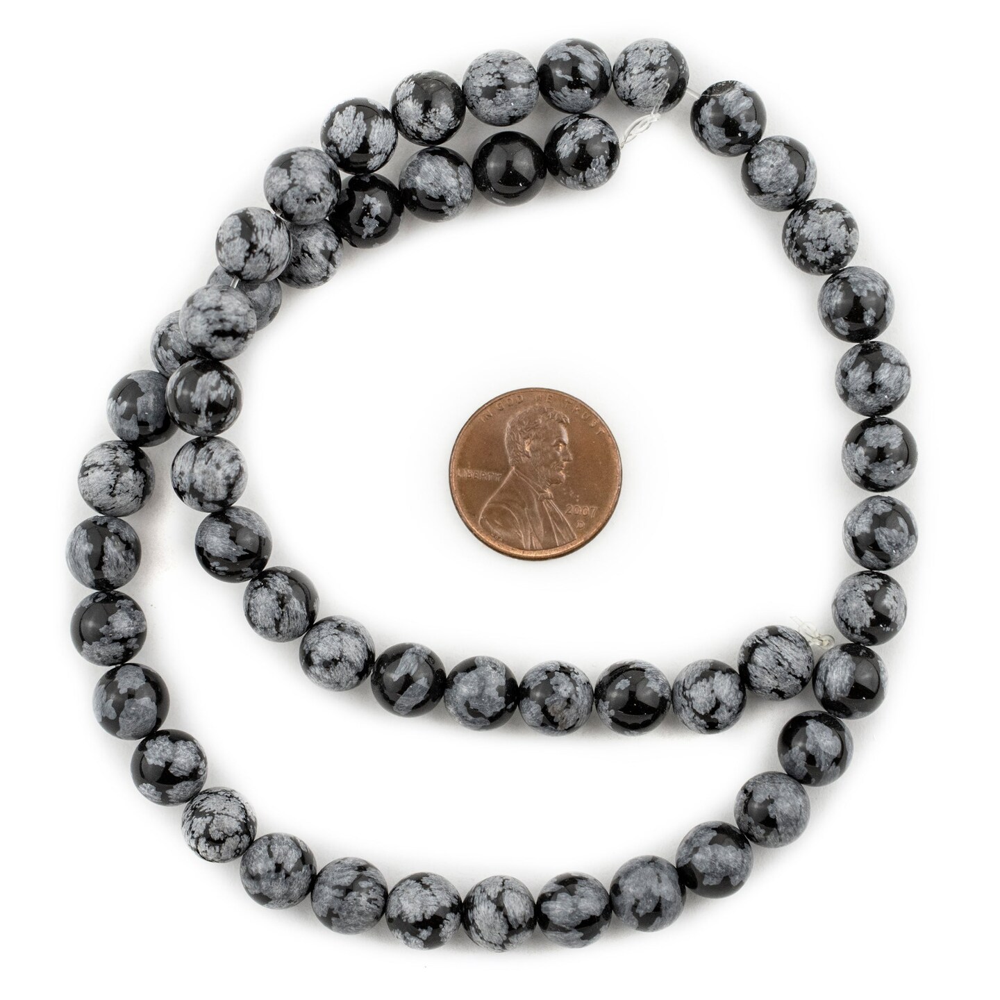 The Bead Chest Round Snowflake Obsidian Beads (8mm)