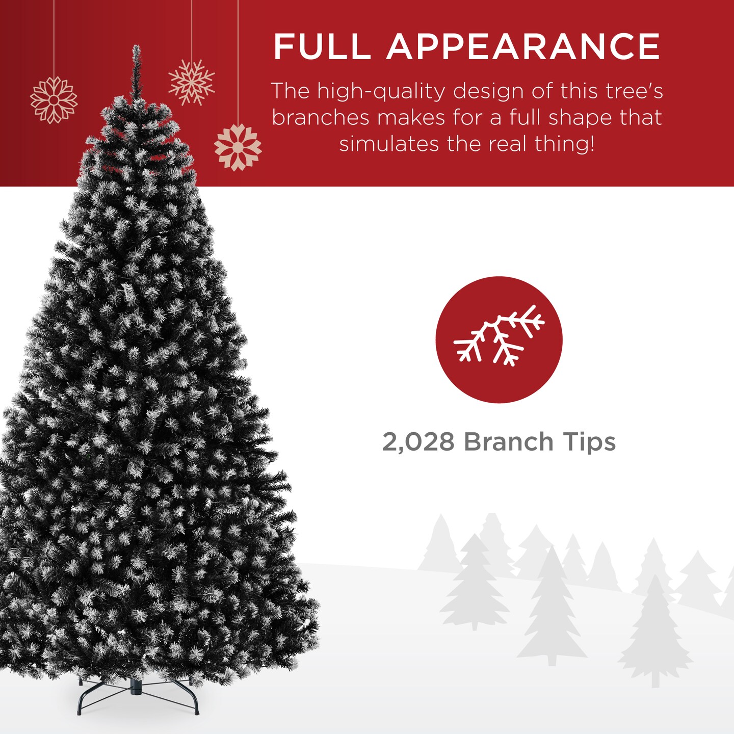 Best Choice Products Artificial Frosted Christmas Tree, Premium Unlit Spruce Design, Dense Branches – Black Spruce​