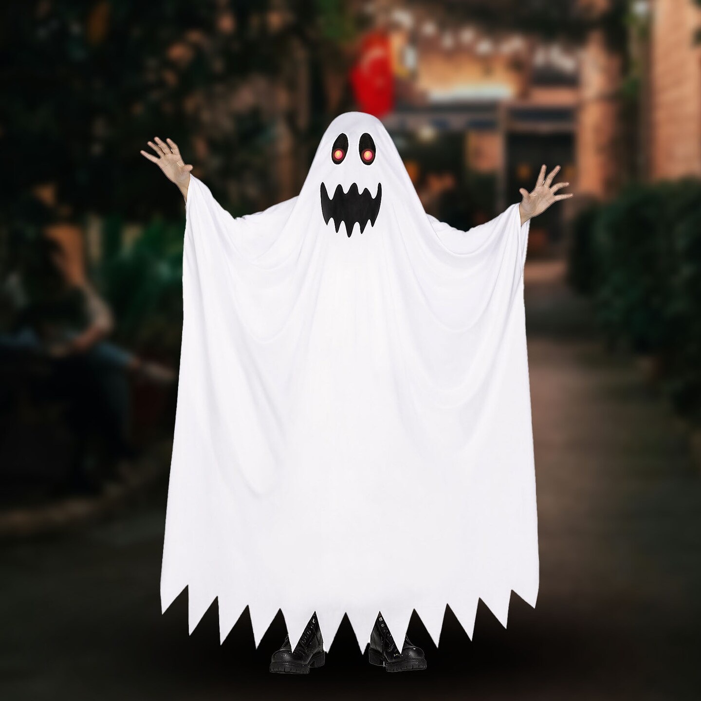 Childs Fade In Out Ghost Costume with Light Up Glasses, Perfect for Halloween.