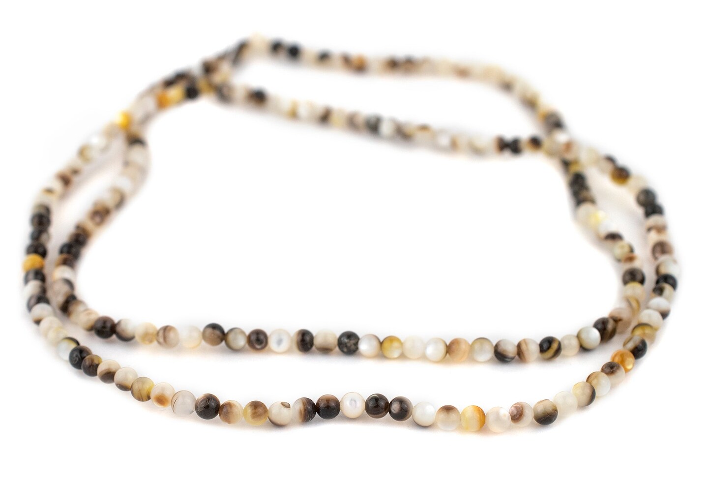 The Bead Chest Round Black &#x26; White Shell Beads (4mm)