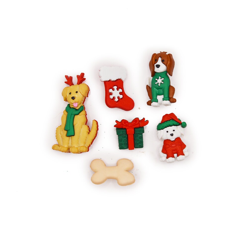Dress It Up Button Shop Feliz Navi Dog Holiday Themed Buttons