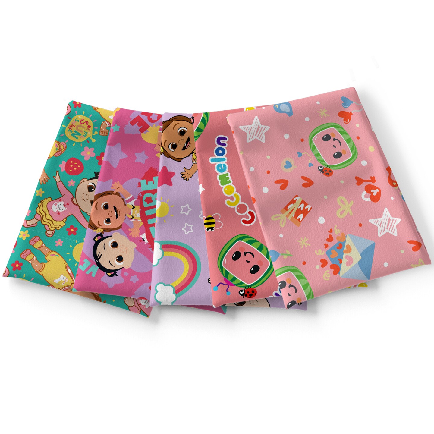 DAVID TEXTILES COCOMELON PINKS 5-CUT 1.25 YD COTTON FAT QUARTER BUNDLE