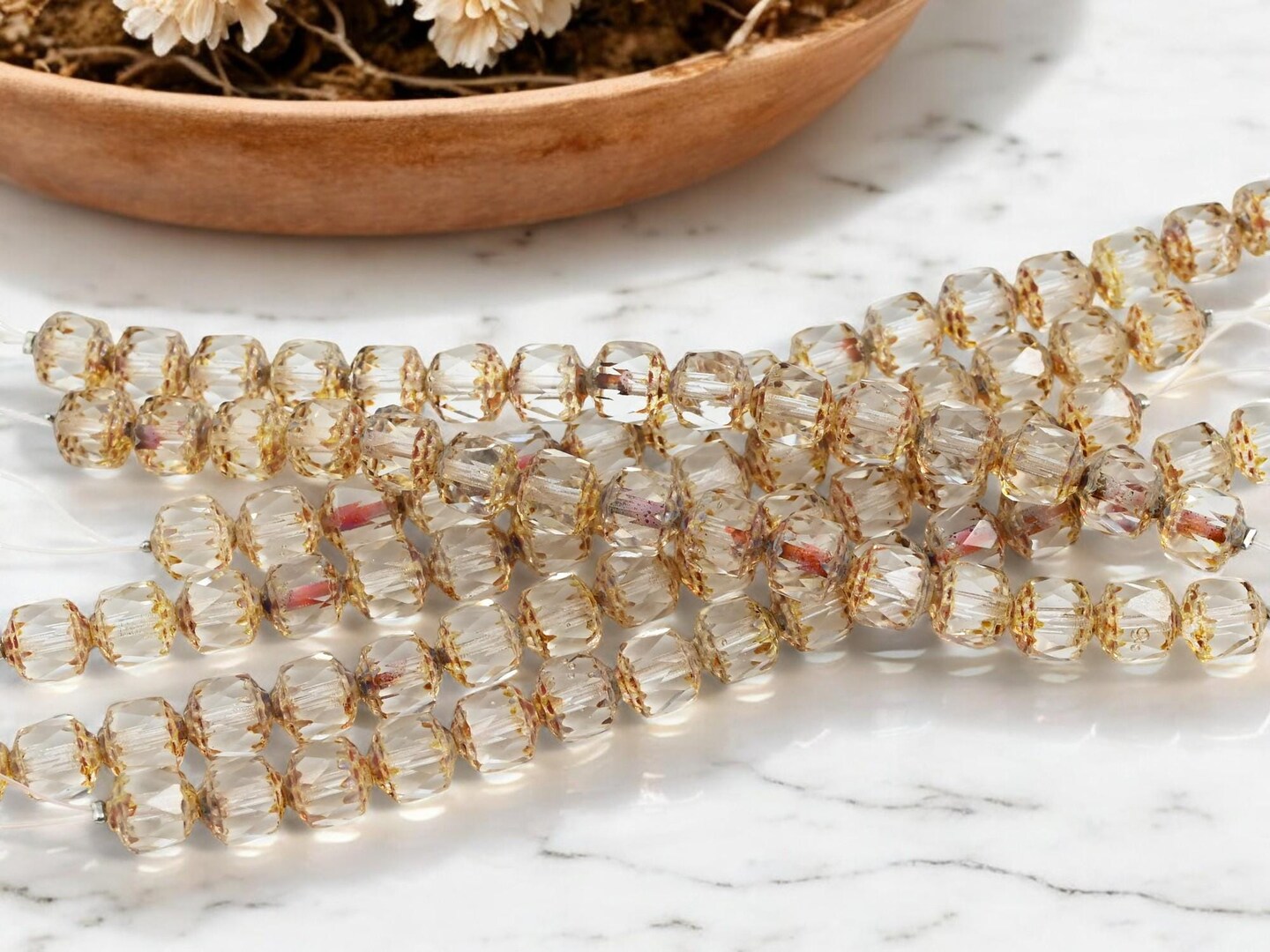 *15* 8mm Crystal Picasso Fire Polished Cathedral Beads