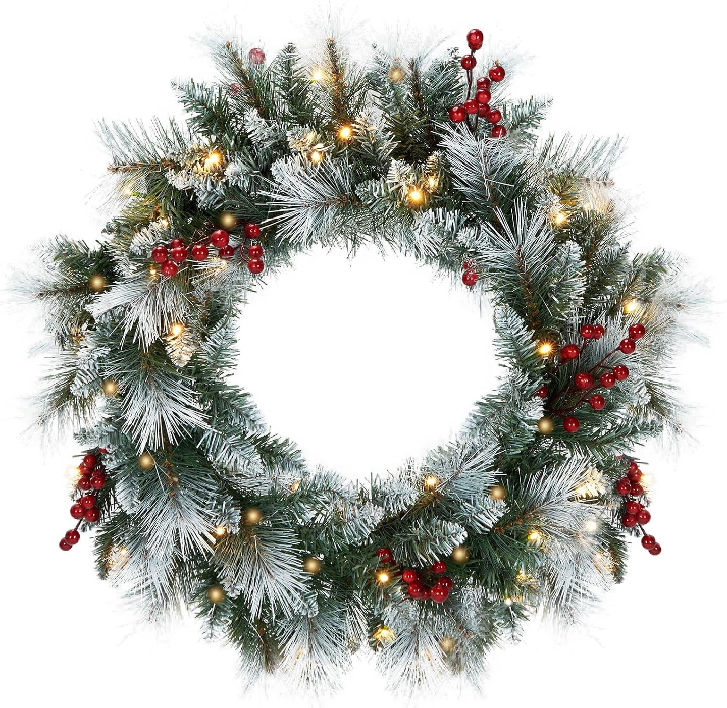 24in Prelit Christmas Wreath (Multicolored) 6"D x 24"W x 48"H