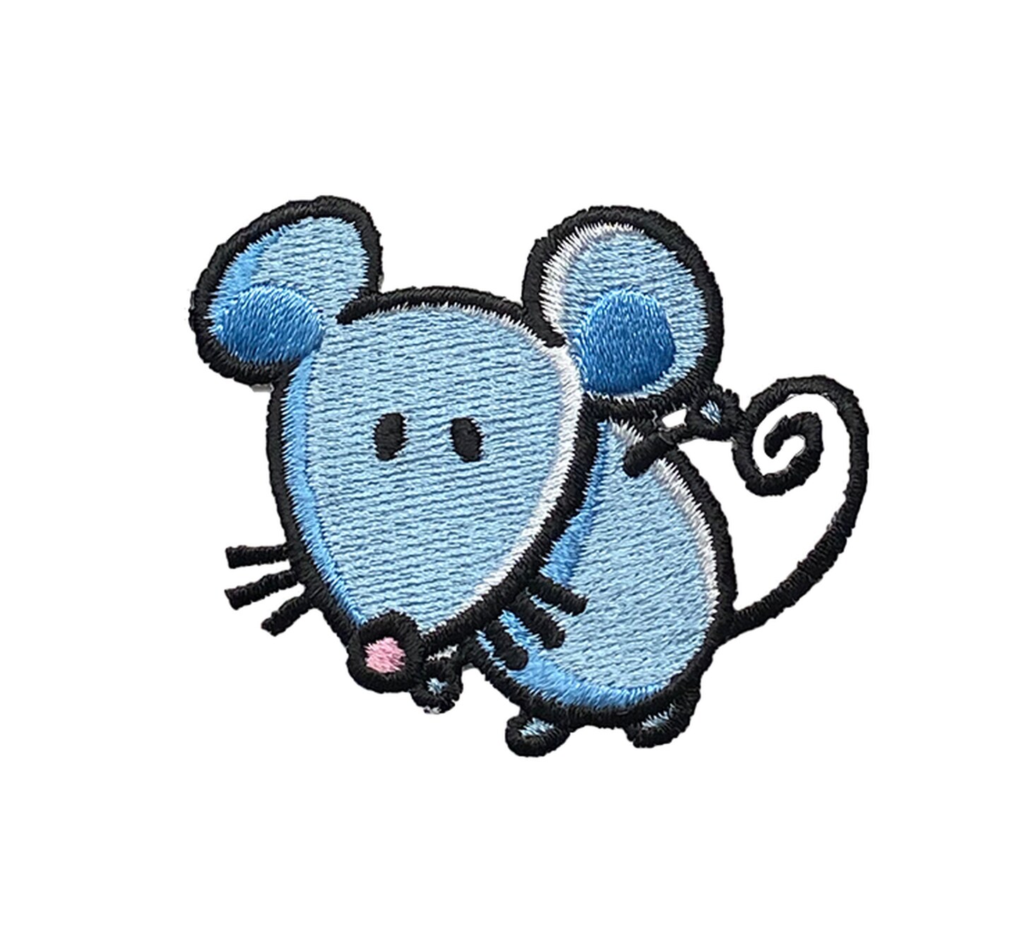 Whimsy Blue Mouse, Animals, Embroidered, Iron on Patch