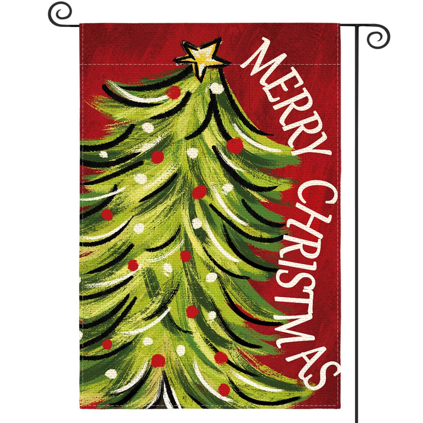 Merry Christmas Garden Flag 12x18 Inch Double Sided, Christmas Tree Xmas Winter Holiday Yard Outdoor Decorative Flag