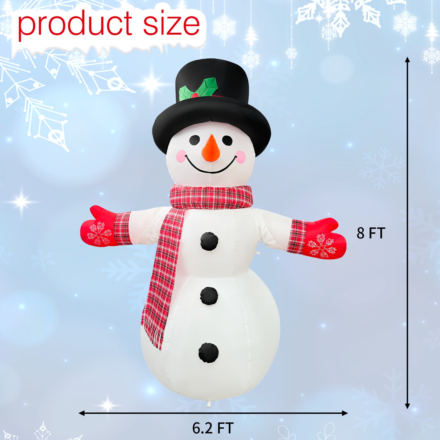 GOOSH 8FT Animated Waving Snowman Inflatable with LED Lights for Outdoor Christmas D&#xE9;cor