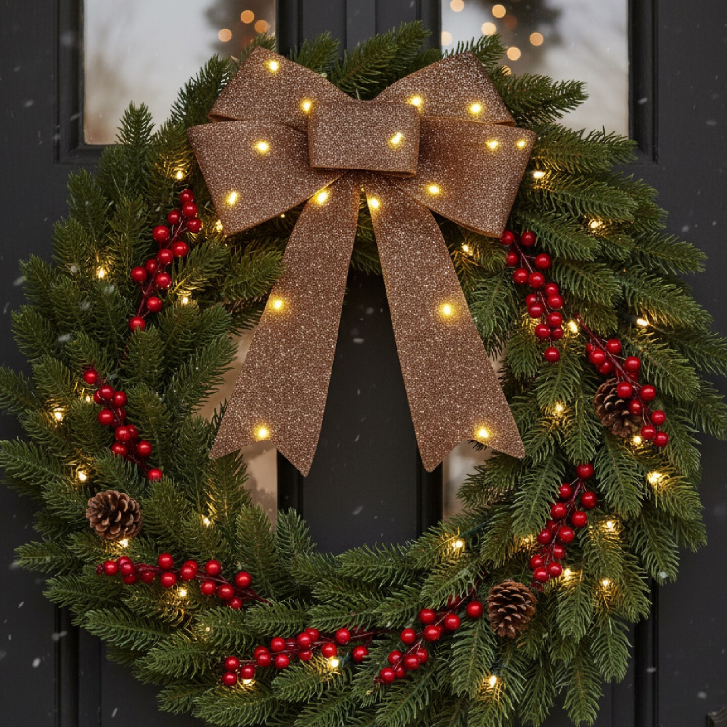 3 Set of Christmas Light Up Bows Festive Door Window Decorations