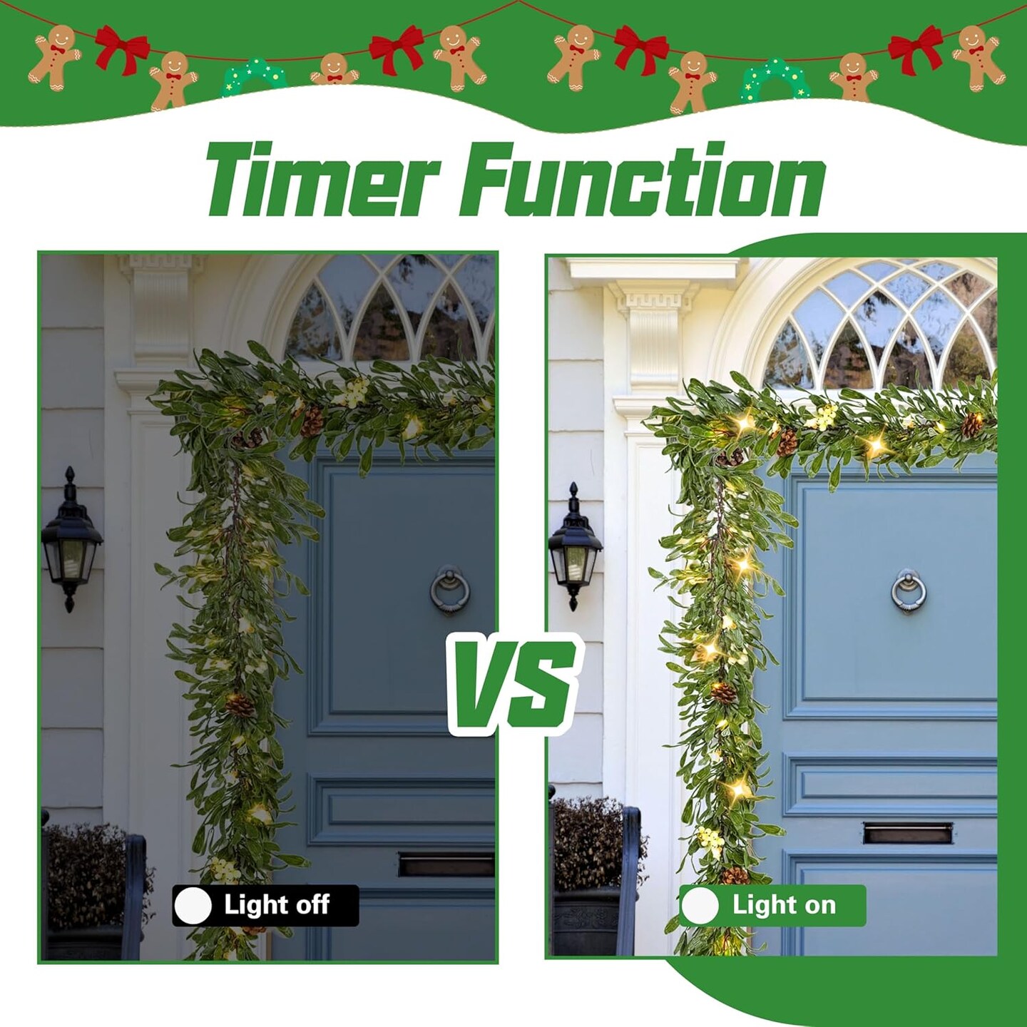 6FT Pre-lit Christmas Garland with 20 LED