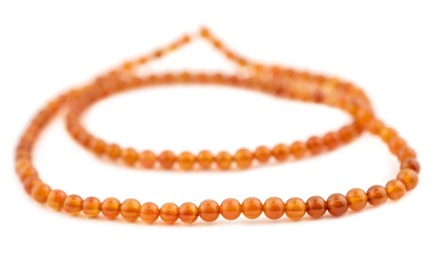 The Bead Chest Light Round Carnelian Beads 4mm Orange Gemstone 16”