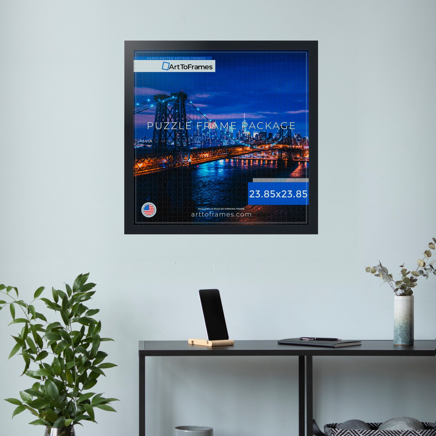 ArtToFrames 23.85x23.85 INCH / 60.6x60.6 CM Puzzle Frame for 1000 piece Puzzles.This 1.25 Inch Custom MDF Frame for Puzzles Comes with Economy Acrylic, Available in Multiple Colors