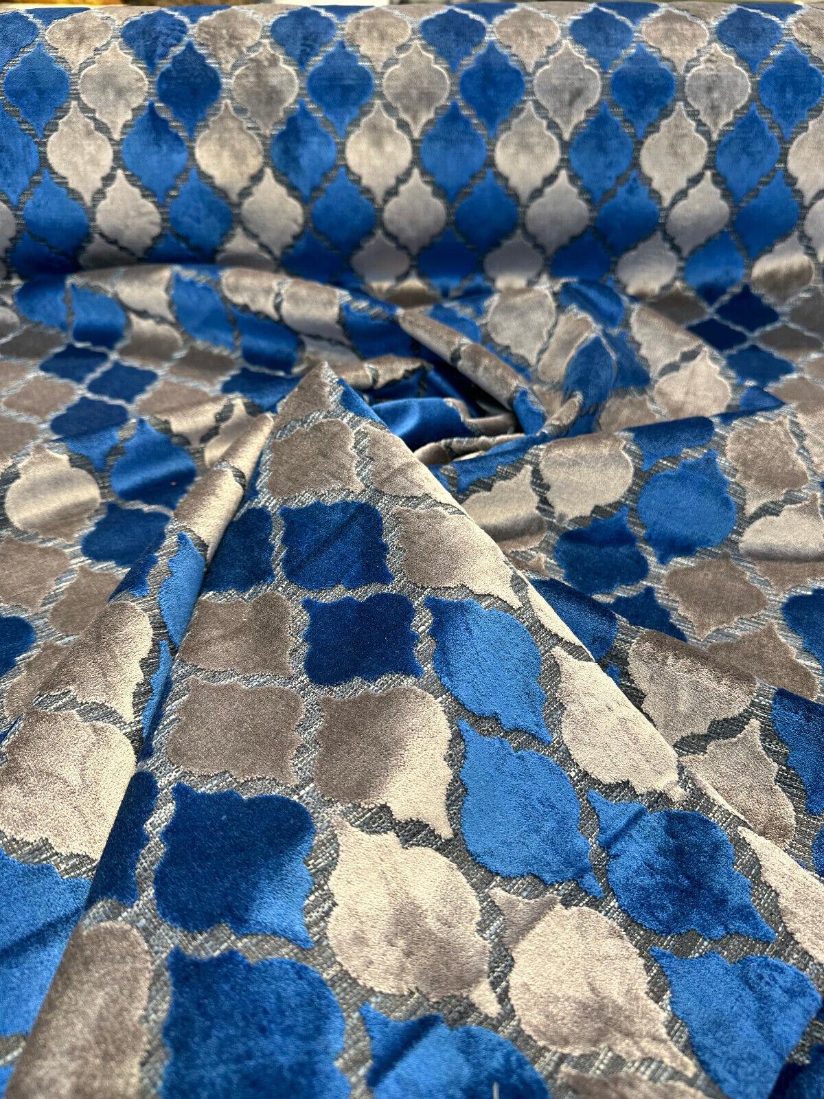 1 Yard Upholstery Raised Velvet Fabric Nubia Cobalt Navy Soft Durable 45% Viscose 29% Polyester 26% Cotton 54 Inch Width