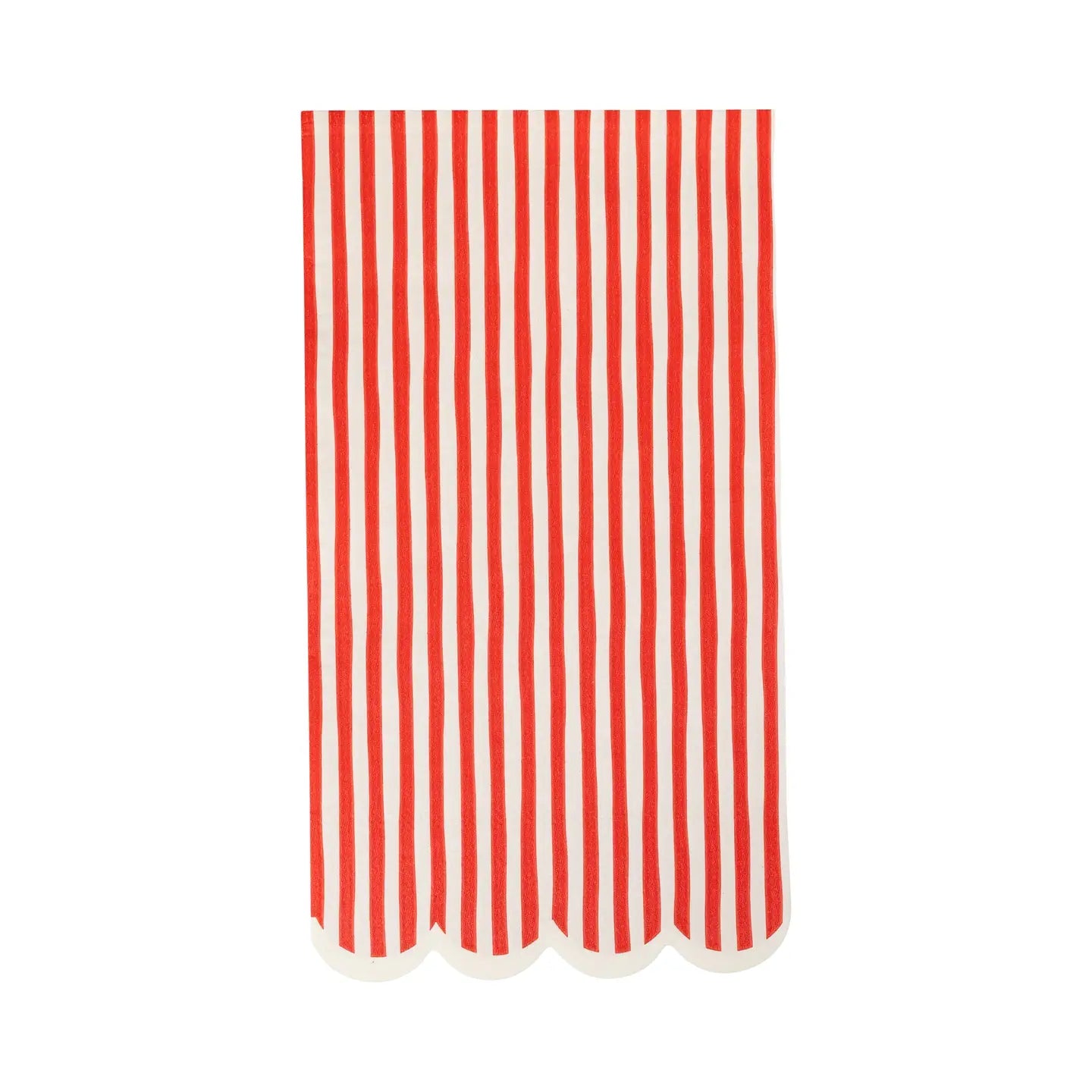 Red Striped Scalloped Dinner Napkins &#x2013; Festive Christmas Guest Napkins