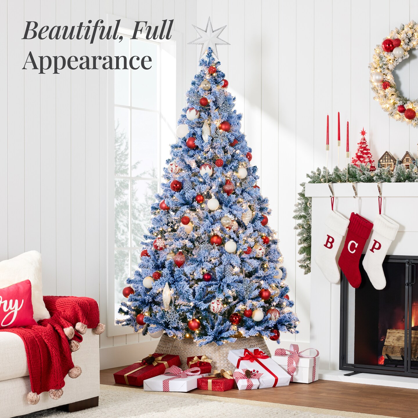 Best Choice Products Artificial Flocked Christmas Tree, Pre-Lit Holiday D&#xE9;cor w/ Twinkle Lights - 6ft