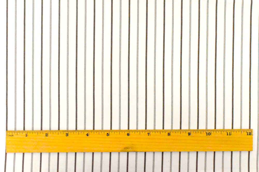 Pure White-Black-Brown Stripe Polyester Shirting Woven Fabric By the Yard