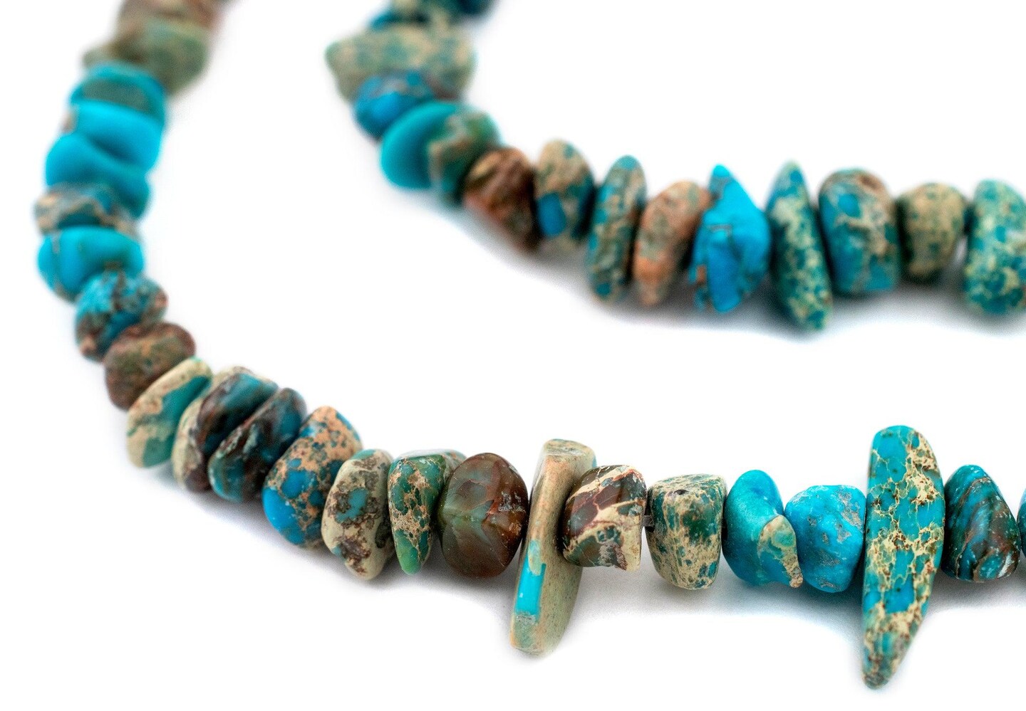 The Bead Chest Blue Aqua Sea Sediment Jasper Chip Beads 10mm Chips Gemstone 15 Inch Strand