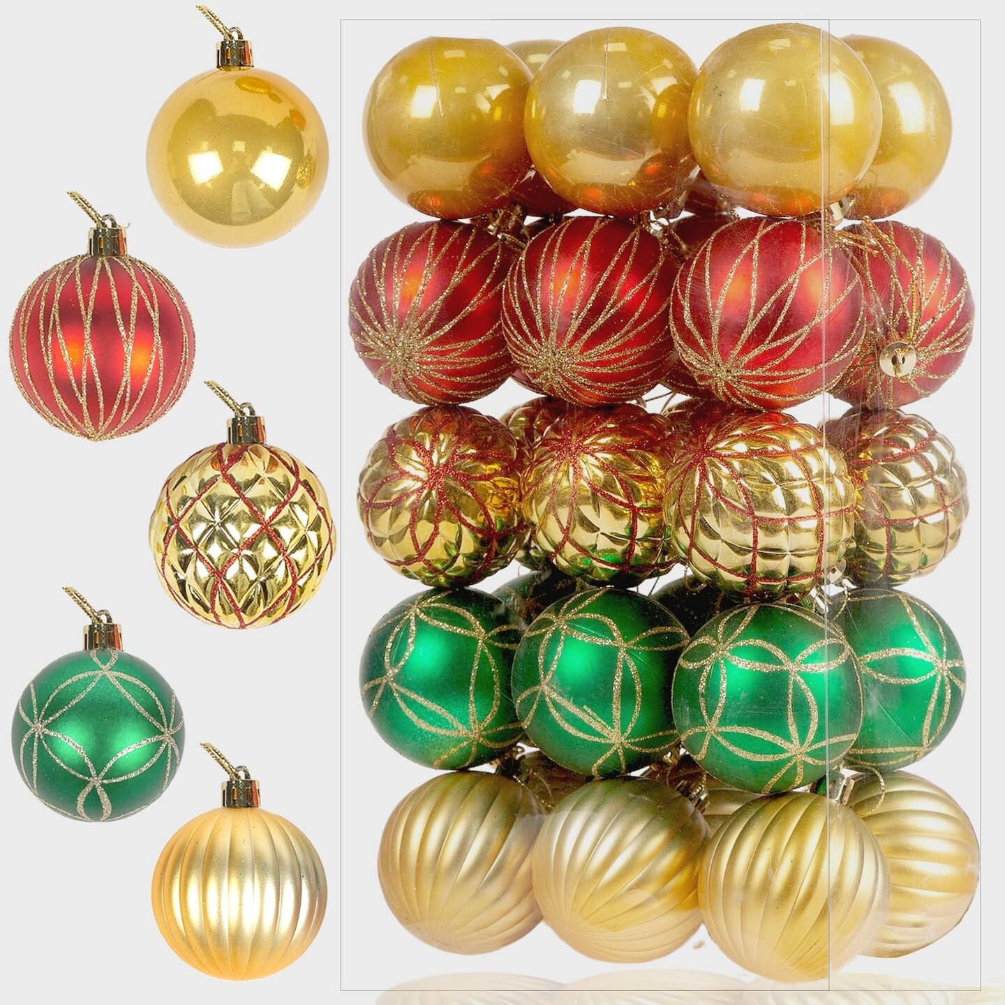 30ct Christmas Ball Ornaments (Red Green White)