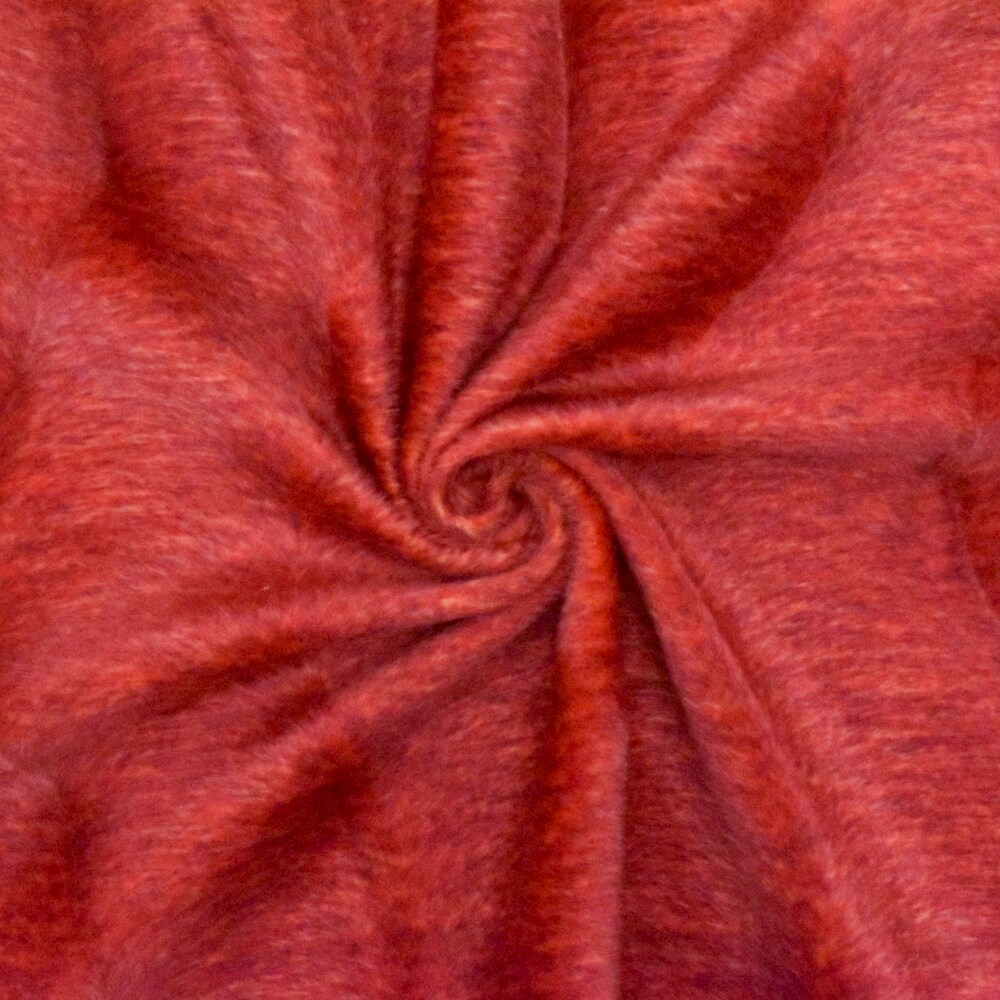 Red-Orange Wave Texture Polyester Faux Fur Knit Fabric By the Yard