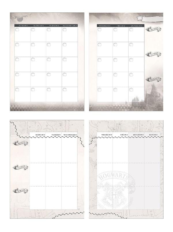 Weekly Planner - 12 Month Undated Harry Potter Hogwarts at Night