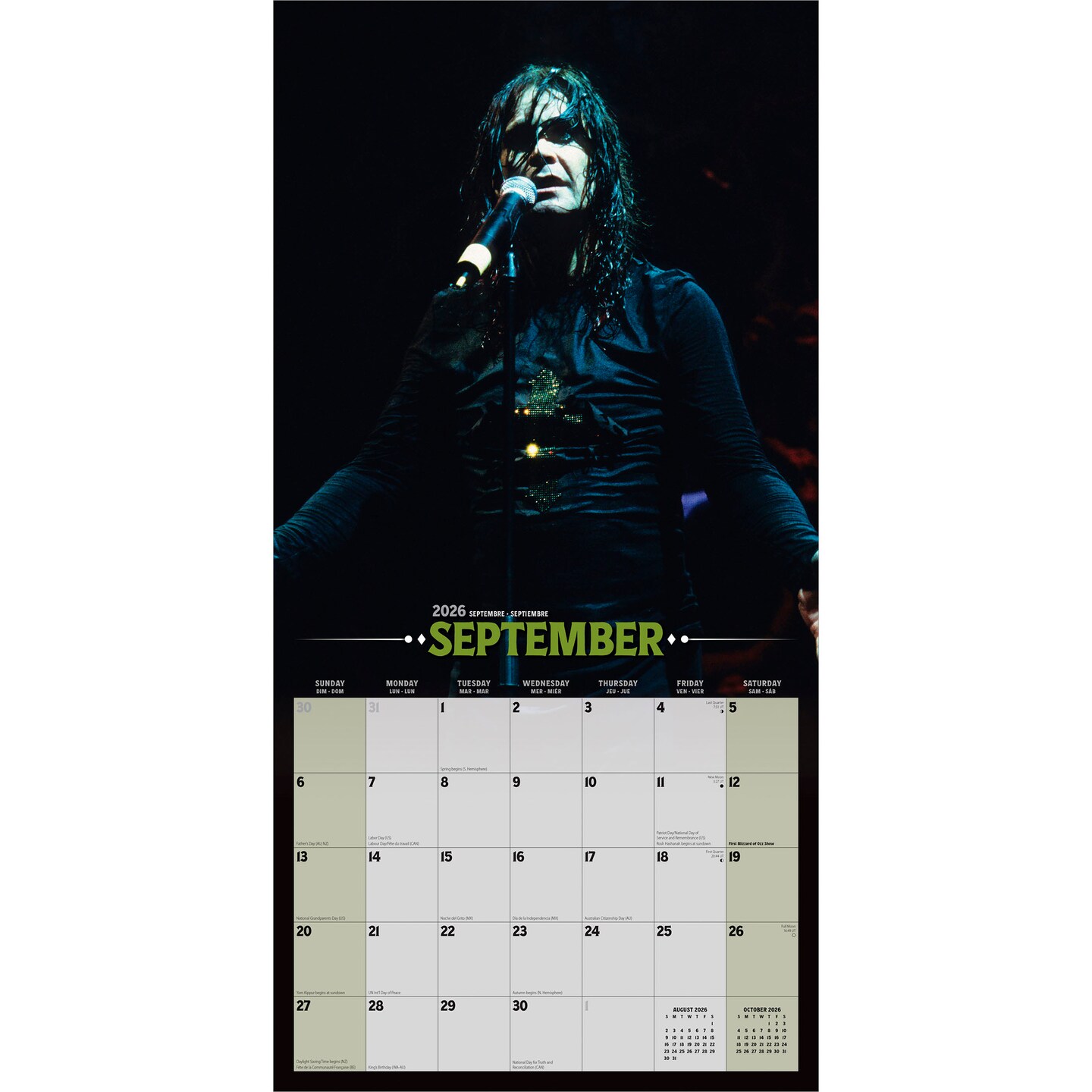 Ozzy Osbourne OFFICIAL | 2026 12 x 24 Inch (Hanging) Monthly Square Wall Calendar